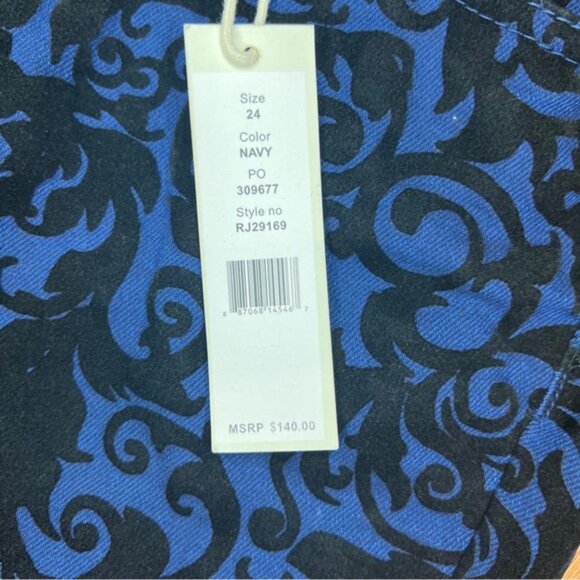 NWT ROMEO & JULIET COUTURE Skinny Navy Scroll Velvet Pants Pockets RJ29169 Sz 24 - Picture 14 of 14